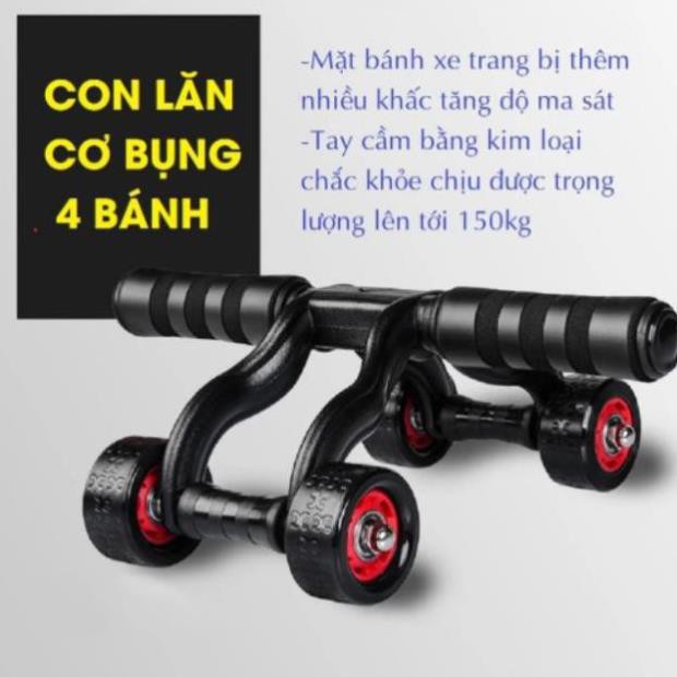 [ TẶNG THẢM ] CON LĂN TẬP BỤNG 4 BÁNH – GIẢM MỠ BỤNG ĐÁNG KỂ– CÓ BẢO HÀNH