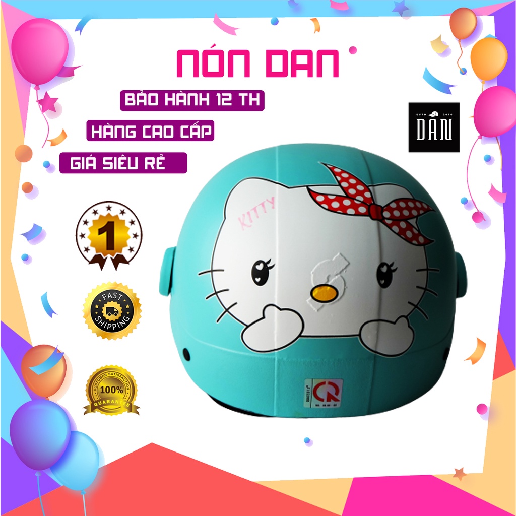 Nón bảo hiểm trẻ em có kính tem Kitty - Dành cho bé từ 3 đến 6 tuổi - Vòng đầu 50-52cm - Vs103Ks