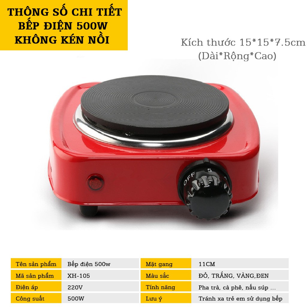 Bếp điện mini pha Cafe, pha trà bếp điện hơ lá trầu cho bé công suất 500W, Bếp hơ sau sinh cho mẹ và bé