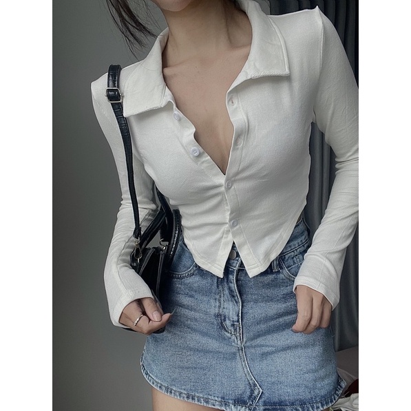 Áo thun vạt bầu - jeans giả váy