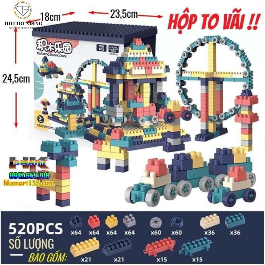 Bộ Đồ Chơi Lego Xếp Hình, Xô Đồ Chơi Lắp Ráp Cho Trẻ Em Phát Triển Trí Tuệ