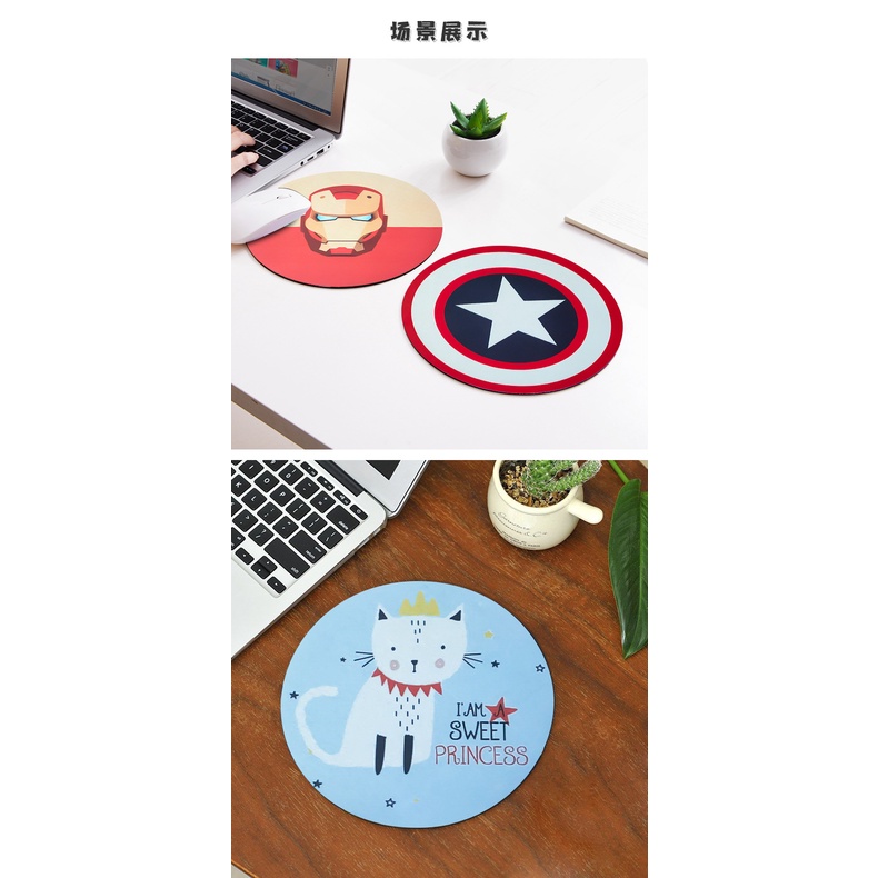 Tấm Lót Chuột Hình Tròn Cỡ Nhỏ Bằng Silicon Họa Tiết Hoạt Hình Độc Đáo Tiện Dụng Cho Văn Phòng