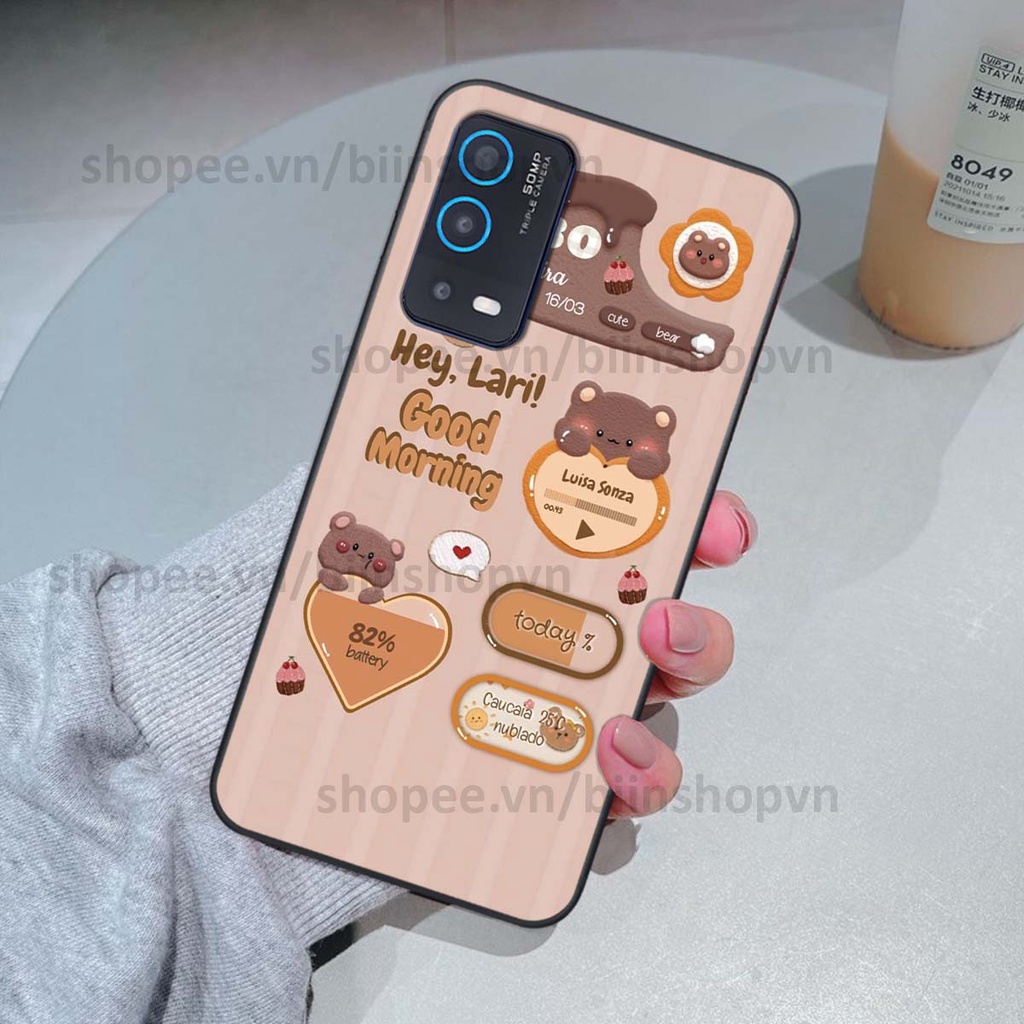Ốp Oppo A54 / A55 in 3D icon gấu nổi siêu xinh, siêu đáng yêu, cá tính phong cách
