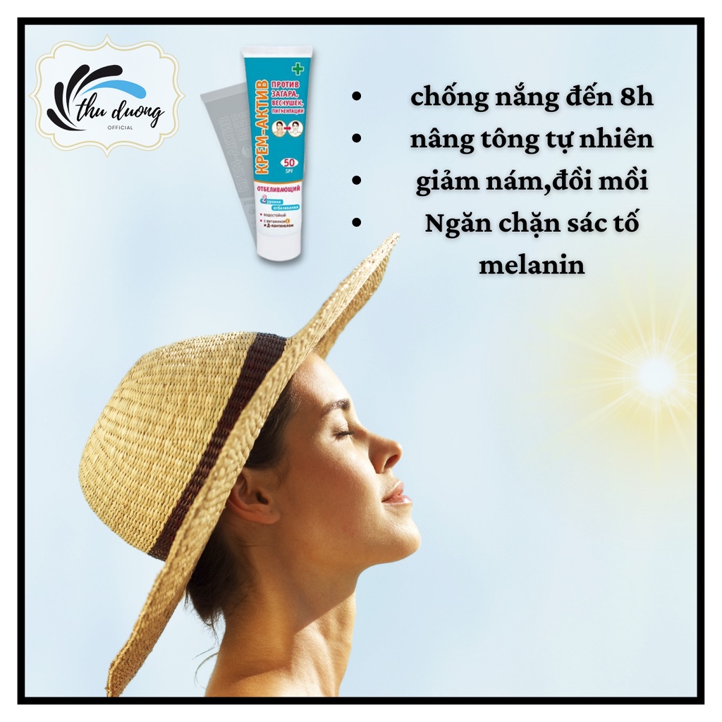 Kem Chống Nắng Kpem Nga Xanh, Nâng Tôn Da, Không Thấm Nước, Không Bết Dính, Mịn Màng - Thu Dương Officia