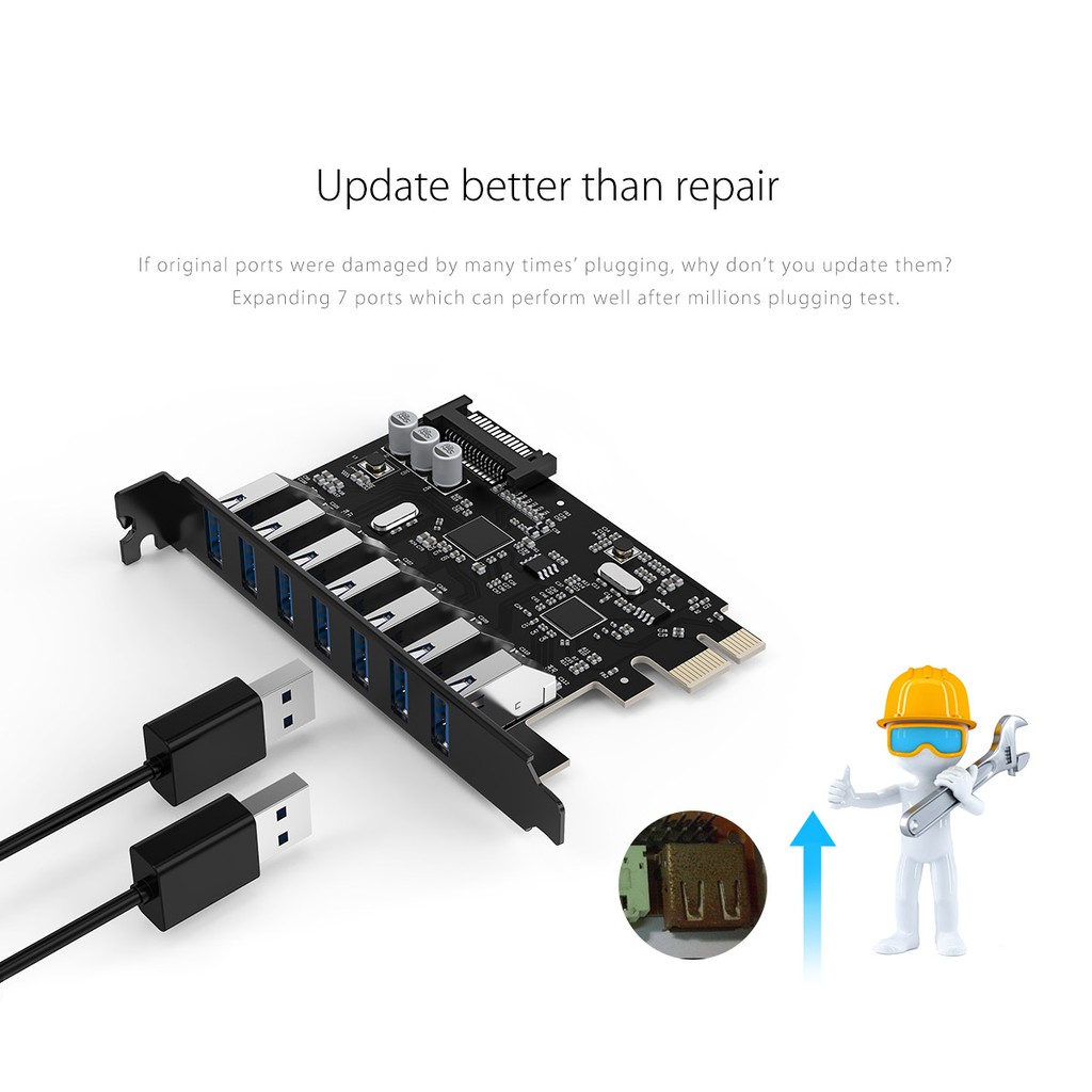 Card mở rộng 7 cổng USB 3.0 Orico PVU3-7U-V1 - Hàng Chính Hãng