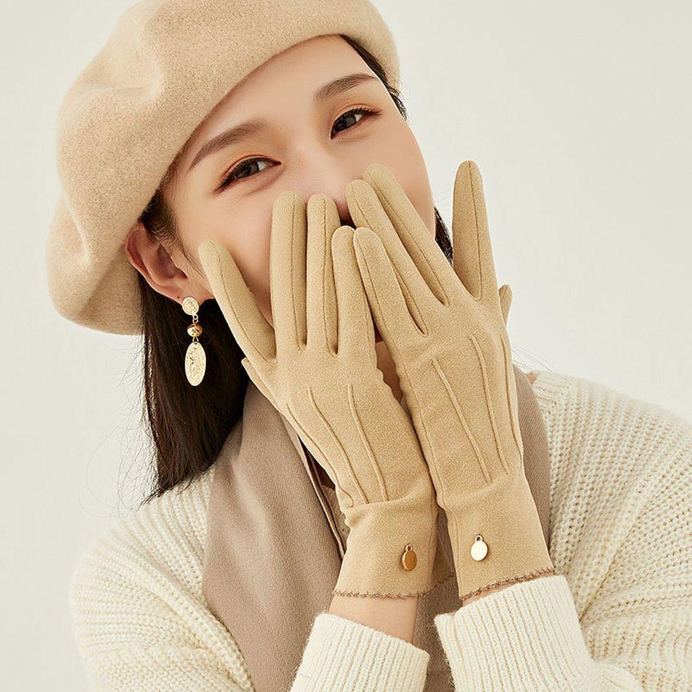 Găng Tay Nhung Ngắn Hở Ngón Màu Trơn Đơn Giản Cho Nữ