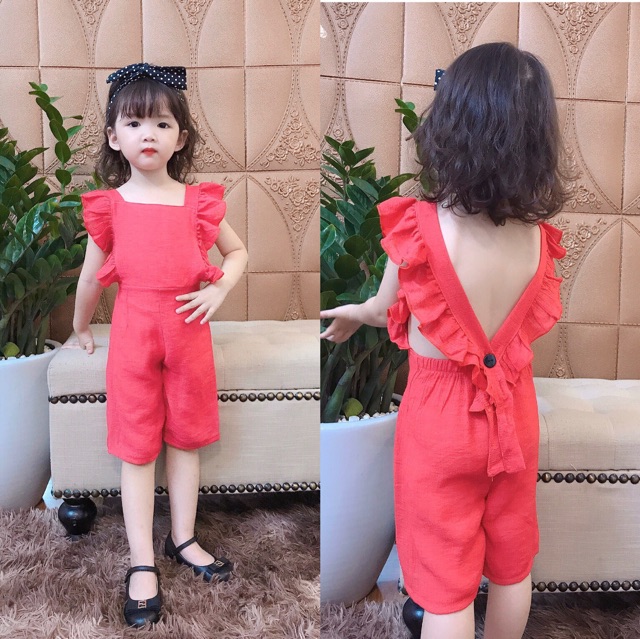 Bộ jumpsuit chất đũi vừa mát vừa sang chảnh cho bé gái - JS