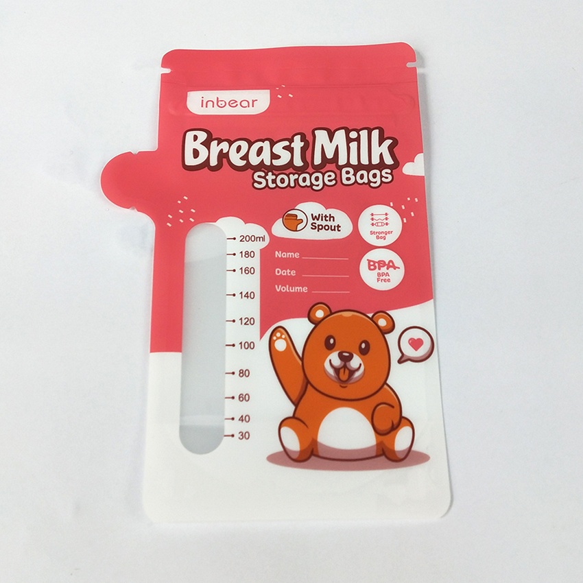 Túi Trữ Sữa Inbear 200ml - Hộp 20 Túi, Khóa Zip Chắc Chắn, Vòi Rót Siêu Tiện Lợi, An Toàn Đựng Sữa