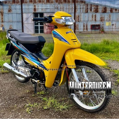 Tem rời dán xe WAVE độ siêu lôi cuốn. Decal vàng xanh nổi bật. Chống nước, bền màu