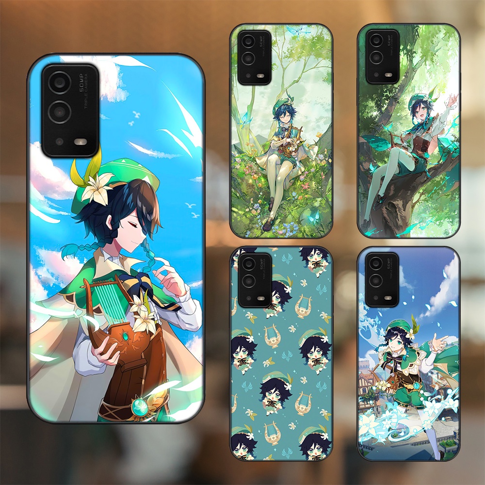 Ốp lưng Oppo A55 4G, A55 5G viền đen in hình Venti Genshin Impact