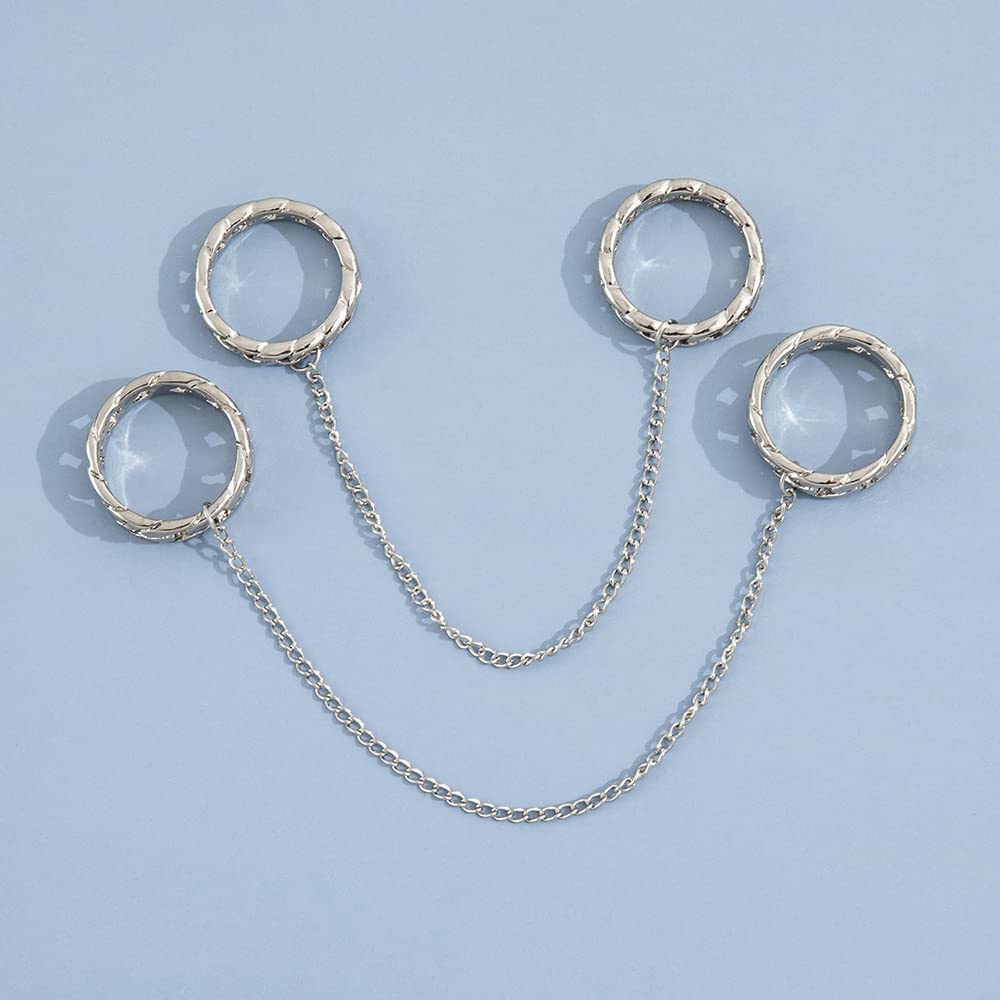 Set 2 Nhẫn Mắt Xích Có Thể Xếp Chồng Phong Cách Punk Thời Trang Cho Nam/Nữ