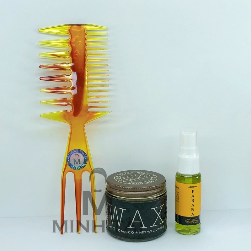Sáp Vuốt Tóc Nam 18.21 MAN MADE Sweet Tobacco Wax 56g + Xịt Dưỡng Tóc AZENMAN Parana 20ml + Lược Chải Tóc Texture
