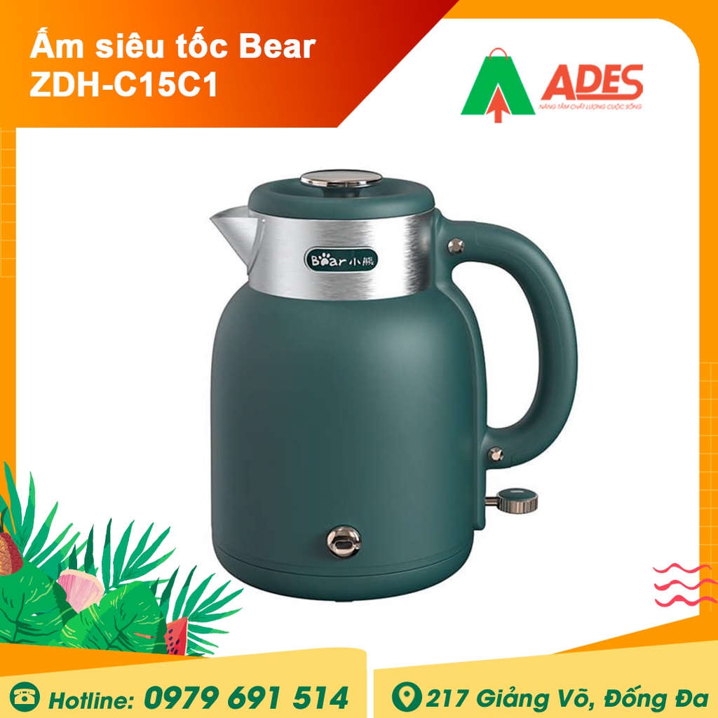 Ấm siêu tốc Bear ZDH-C15C1 - BẢN NỘI ĐỊA - Bảo Hành Chính Hãng 12 Tháng - Ấm Đun Nước Siêu Tốc - NEW 2021