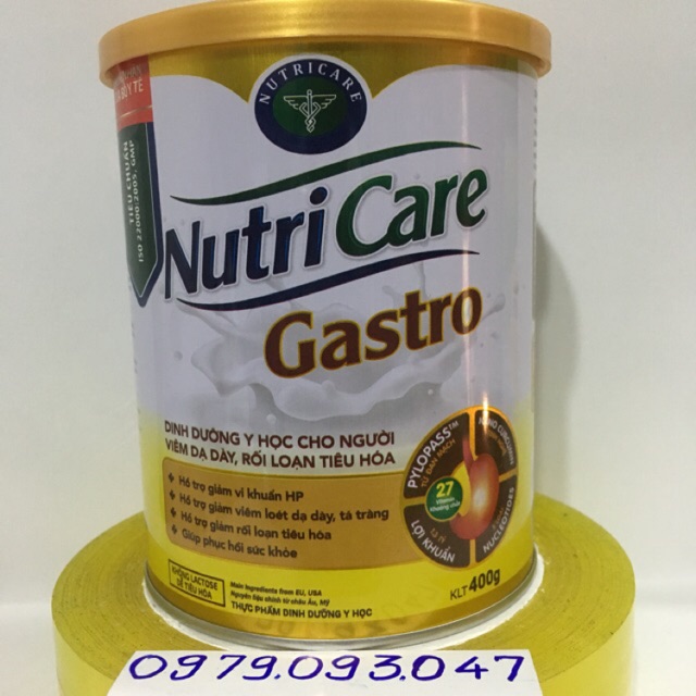 Sữa NutriCare Gastro-400g ( dd y học cho người viêm dạ dày và rối loạn tiêu hóa ) date:4/2021