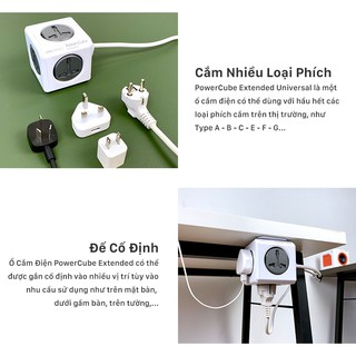Ổ Cắm Điện Allocacoc PowerCube Extended Universal Dây Cáp 1.5m