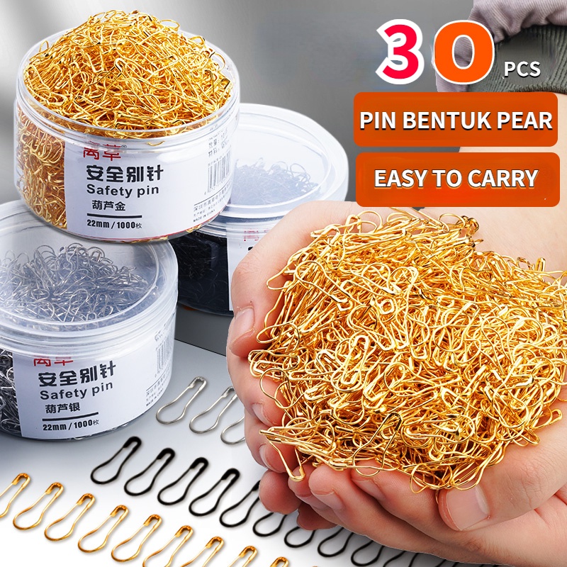 Set 30 Kẹp Giấy Hình Quả Bầu Bằng Đồng Màu Đen / Vàng / Bạc