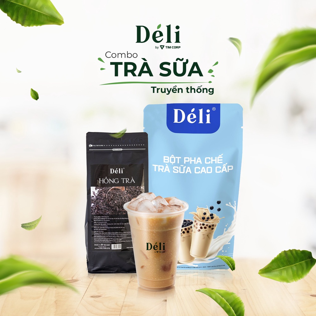 Hồng trà Déli 500gr + Bột trà sữa Déli 1KG  HSD:12 tháng, nguyên liệu pha chế 50 ly trà sữa truyền thống