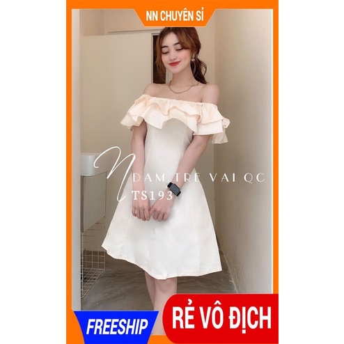 ĐẦM TRỄ VAI PHỐI BÈO TS193  HÀNG ĐẸPẢNH ĐẸP ĐẦM NỮ ĐI TIỆC ĐẦM TRỄ VAI NỮ