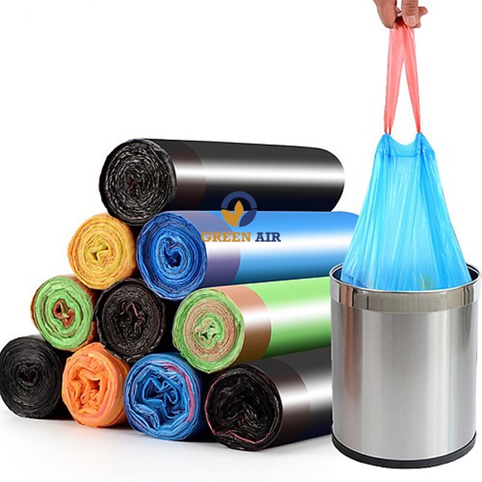 Combo 2 Cuộn túi đựng rác có dây rút- Túi tự hủy, thân thiện với môi trường