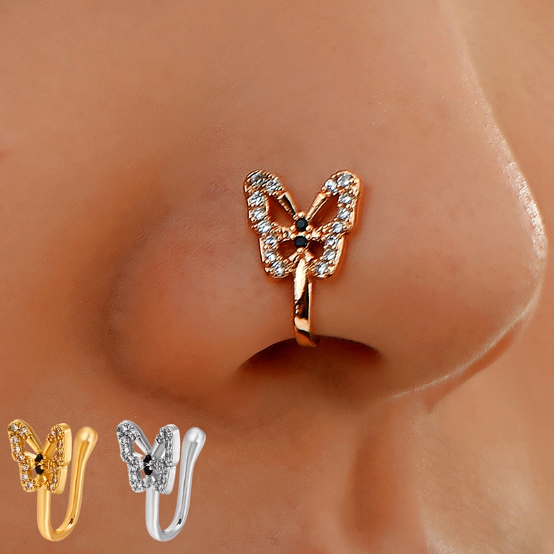 1 Khuyên Mũi Hình Chữ U Đính Đá Thời Trang Cho Nữ