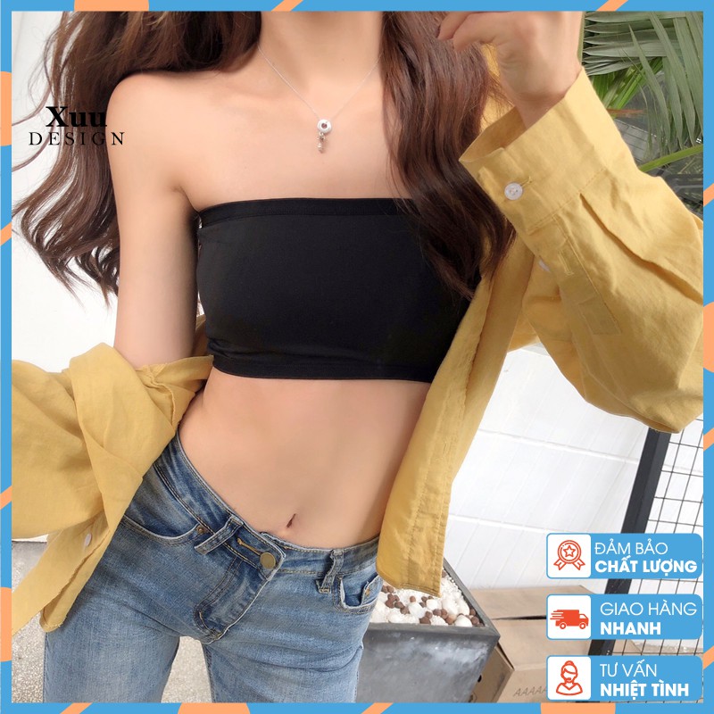 Áo quây ngực 💖Xuu Design💖 không đệm thun trơn croptop nữ dáng ôm màu trơn không dây -AD06