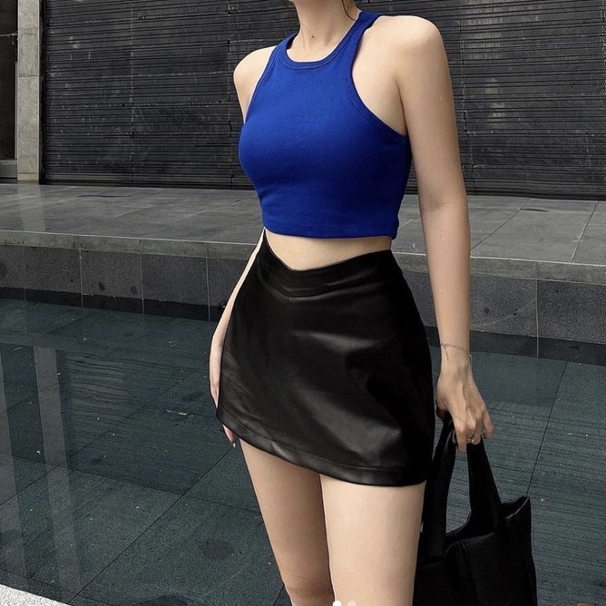 Chân váy da chữ A CHICMONKI MIMI LEATHER SKORT - CMT757