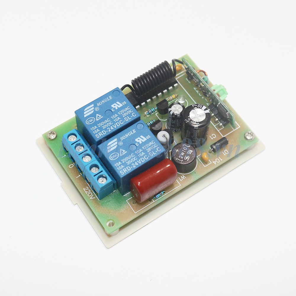 Bộ Kit Thu Phát 433Mhz Loại 3 Nút Bấm Gồm Tay Phát Và Module Thu Có 2 Relay, Nguồn AC 220V L4