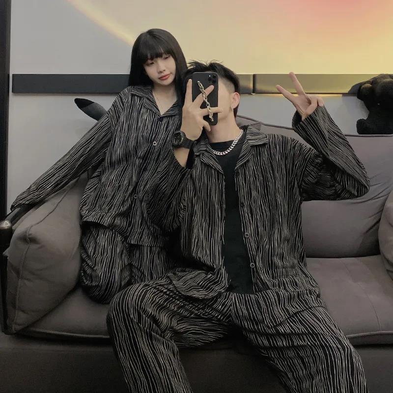 Bộ đồ ngủ cotton tay dài phong cách Nhật Bản thời trang xuân thu dành cho cặp đôi với nhiều loại tùy chọn n2wf