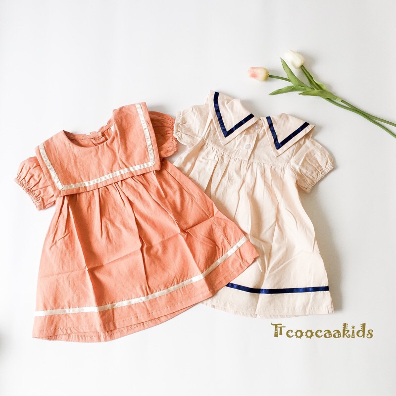 Đầm baby doll thuỷ thủ Hàn Quốc dễ thương cho bé gái size 8-120