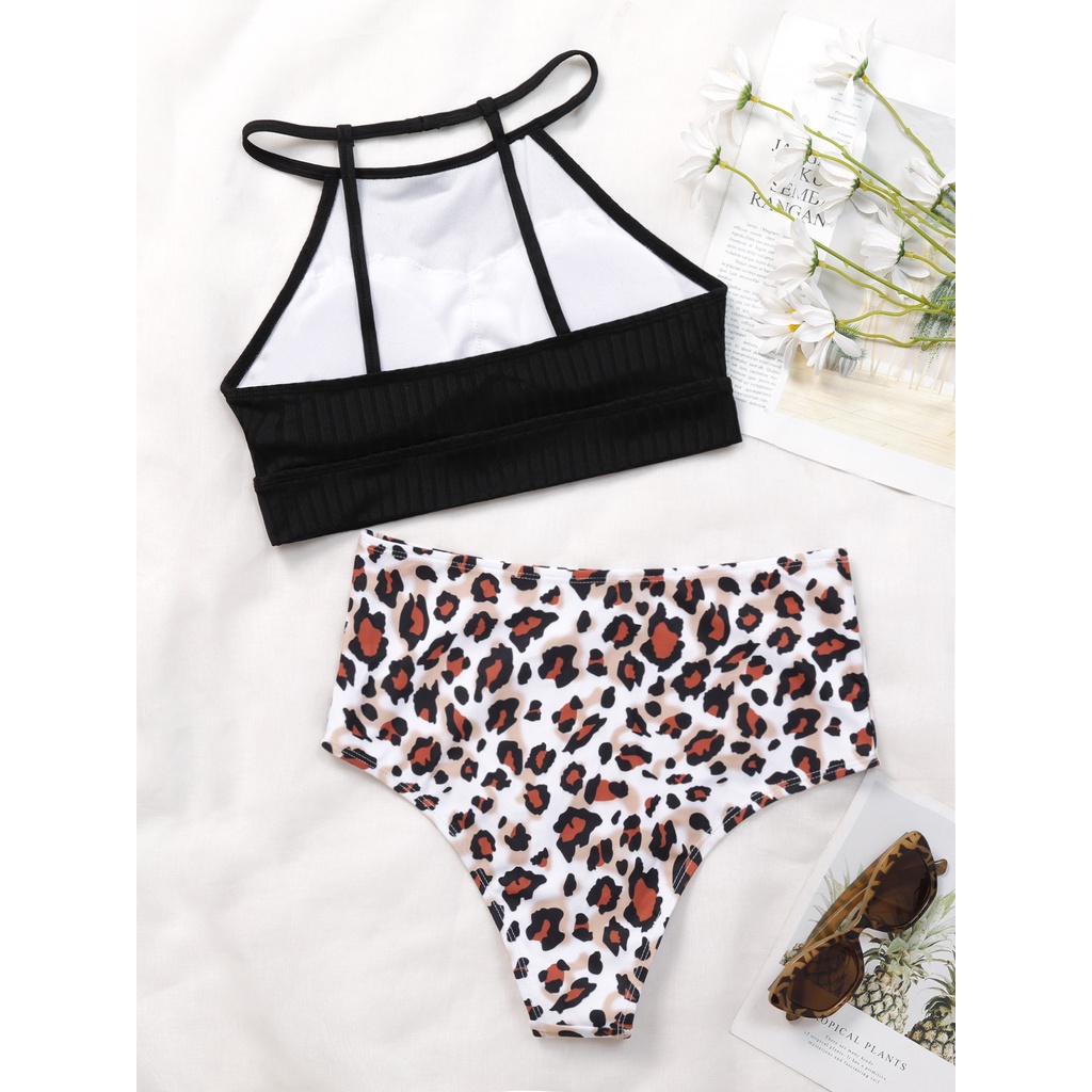 Bikini lưng cao hoạ tiết da báo màu đen | BigBuy360 - bigbuy360.vn