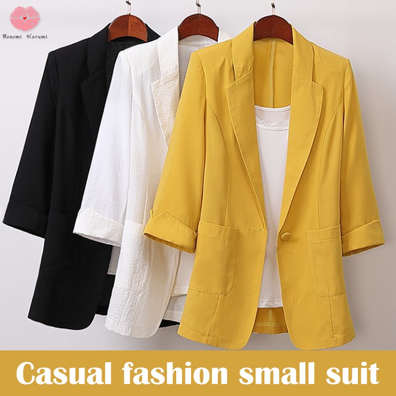 Cotton and Linen Long and Large Size Suit Jacket Loose Casual Fashion Suit Women'S Clothing