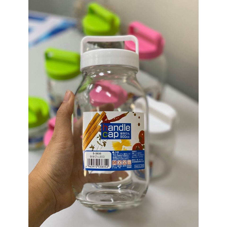 [Hàng Nhật] Lọ thủy tinh cao cấp có quai xách đựng gia vị, đồ kho, siro,...