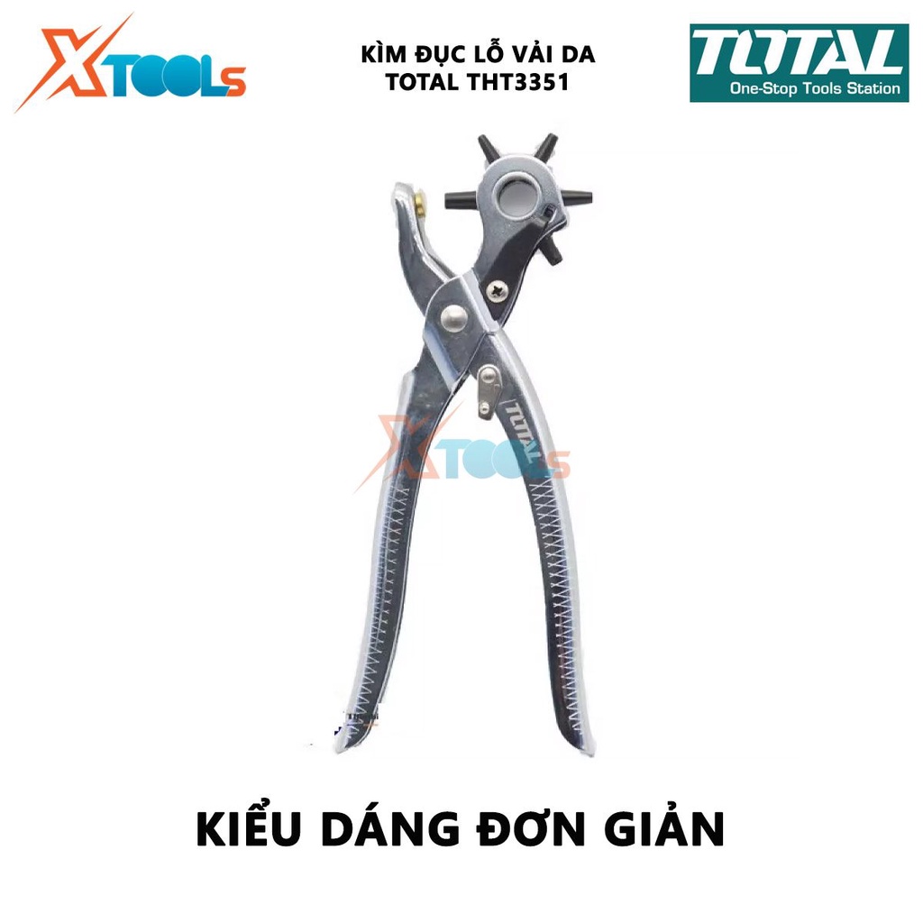 Kìm bấm lỗ TOTAL THT3351 kềm đục lỗ | 0.3kg | hỗ trợ bấm lỗ tròn, lỗ dẹt và lỗ hình oval, bầu dục [XSAFE][XTOOLS]