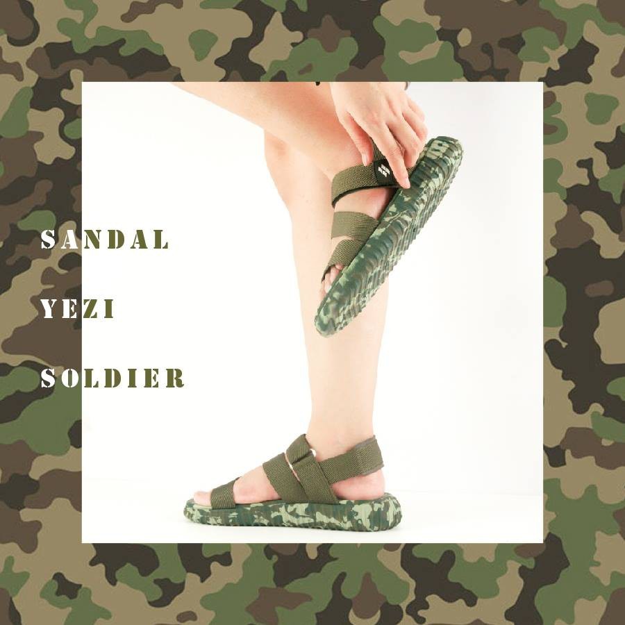 Dép sandal nam nữ SAADO camo xanh rêu đi học, đi chơi [HÀNG CHÍNH HÃNG]