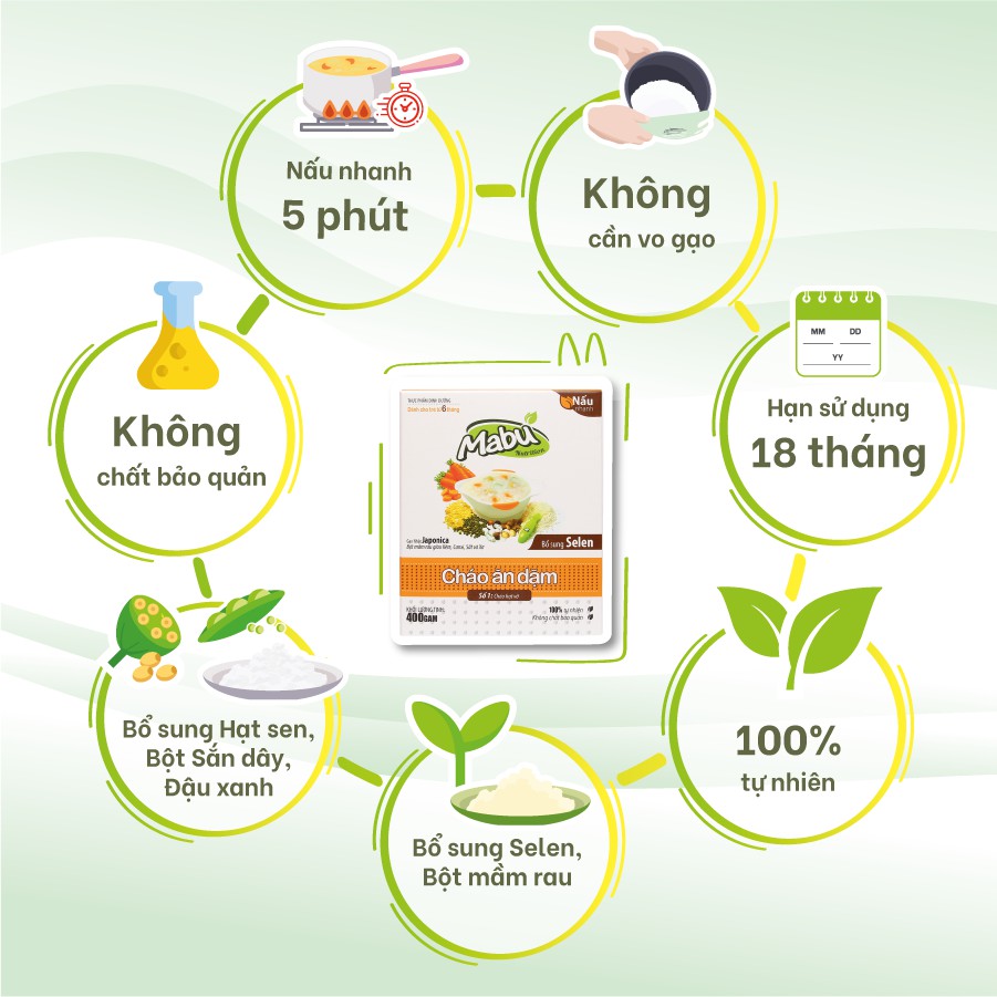 Cháo hạt vỡ cho bé Mabu (400g), cháo ăn dặm nấu nhanh cho bé từ 7 tháng tuổi, đồ ăn dặm truyền thống, kiểu Nhật, BLW