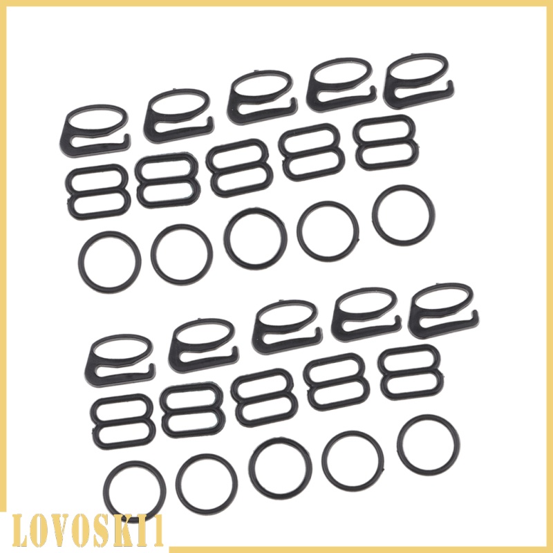 [LOVOSKI1]10 Sets White Bra Strap Slider/Hook/O Ring Fig 8 9 0 Lingerie Adjuster Craft