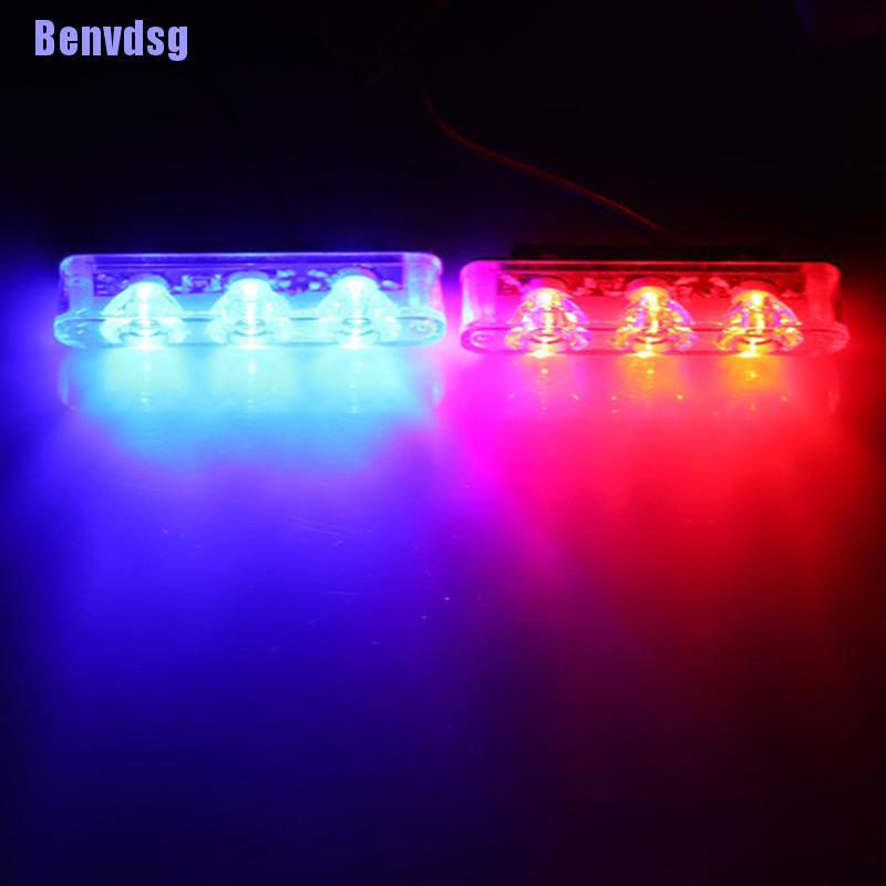 Set 2 đèn led 3 bóng 12V 12W cảnh sát cho xe hơi xe máy