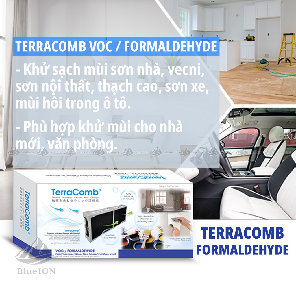 Bộ Lọc Carbon TERRACOMB Công Nghệ NHẬT BẢN - Lọc Không Khí, Khử Chất Độc VOCs, Khử Mùi Hôi Vật Nuôi, Mùi Nhà, Xe Mới