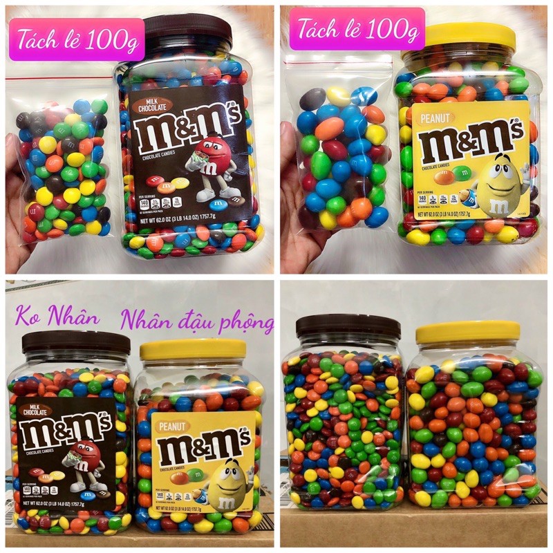 [Mã GROSALEHOT giảm 8% đơn 250K] ❤️ [Date 9/2021] Tách lẻ 100g Kẹo Socola Sữa M&M Mỹ (Không nhân/ Nhân đậu phộng)