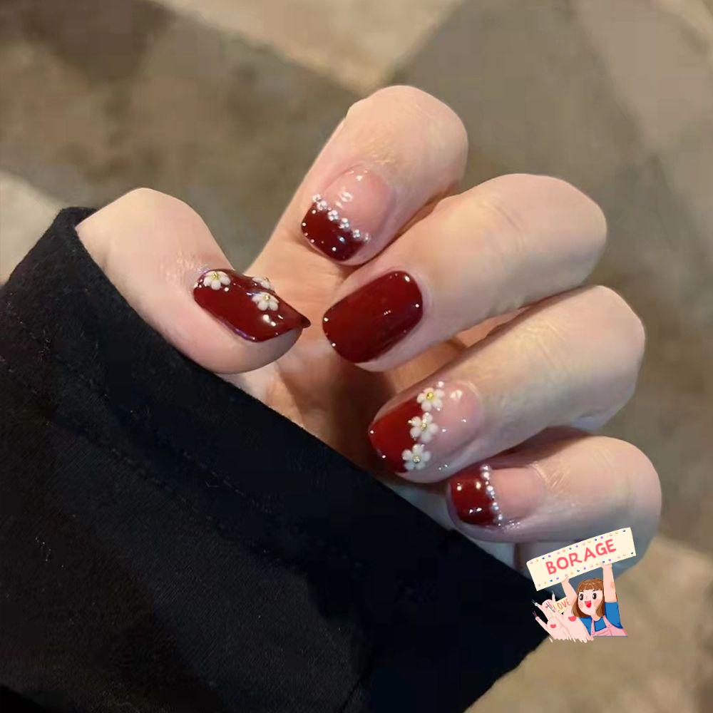 Bộ 24 Móng Tay Giả Ngắn / Tròn / Vuông Che Phủ Toàn Diện