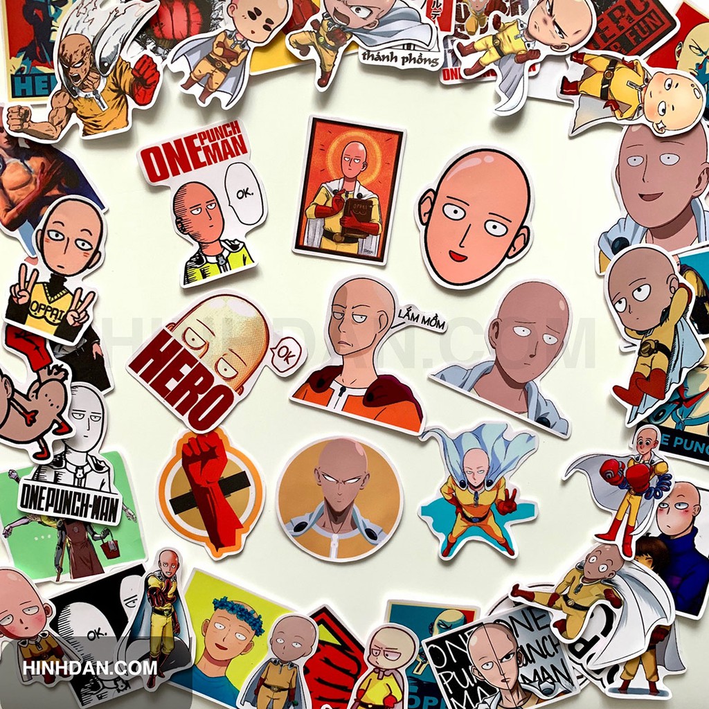 Sticker Chủ Đề ONE PUNCH MAN Hình Dán Decal Chất Lượng Cao Chống Nước Trang Trí Va li, Xe, Laptop, Nón Bảo Hiểm