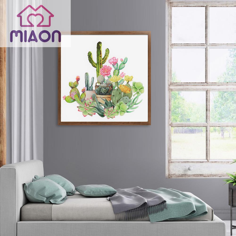 Bộ Tranh Đính Đá 5d Tự Làm Hình Cây Xương Rồng Độc Đáo