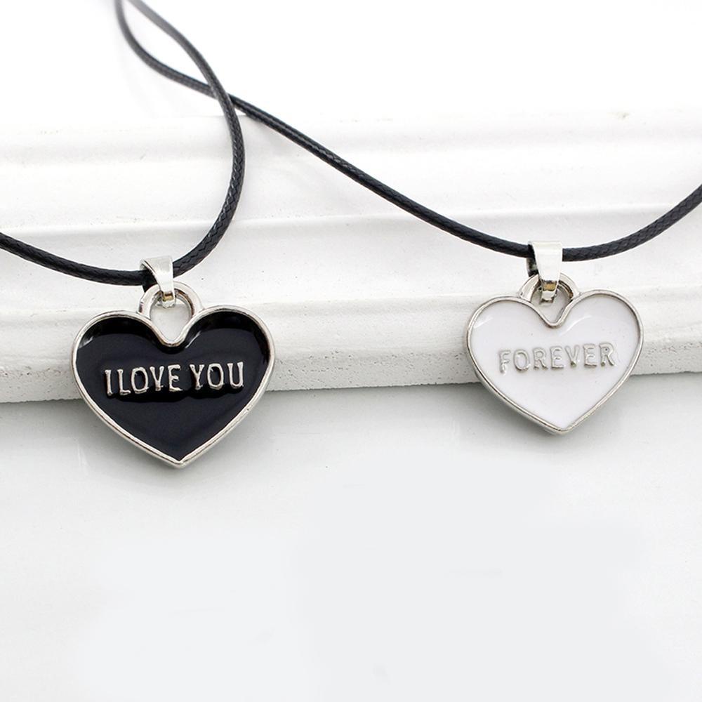 1 Set Dây Chuyền Cặp Đôi VANES1 I Love You Forever Màu Trắng Đen