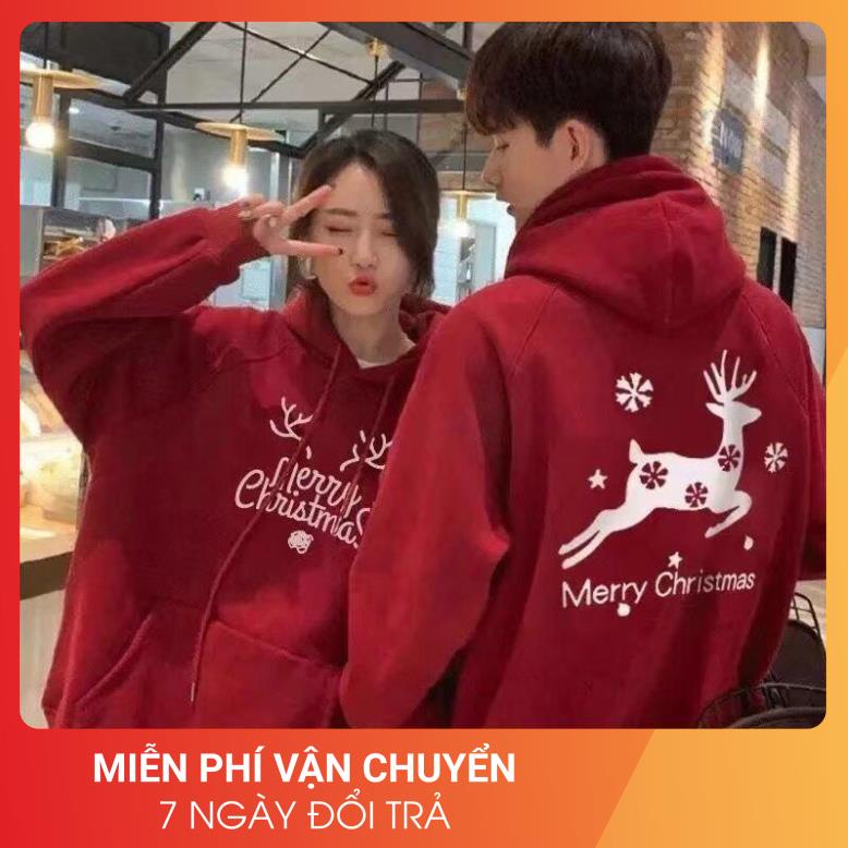 Áo Nỉ Noel Tuần Lộc Đỏ 24APRIL Nữ [FREESHIP] 🌸 Sweater form rộng tay bồng, hoodie giáng sinh Merry Christmas Ulzzang 🌸 | BigBuy360 - bigbuy360.vn