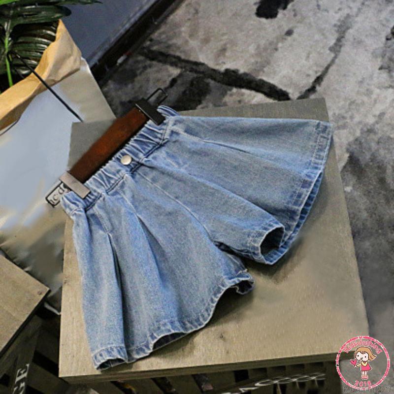 Quần Short Denim Ống Rộng Cho Bé Gái