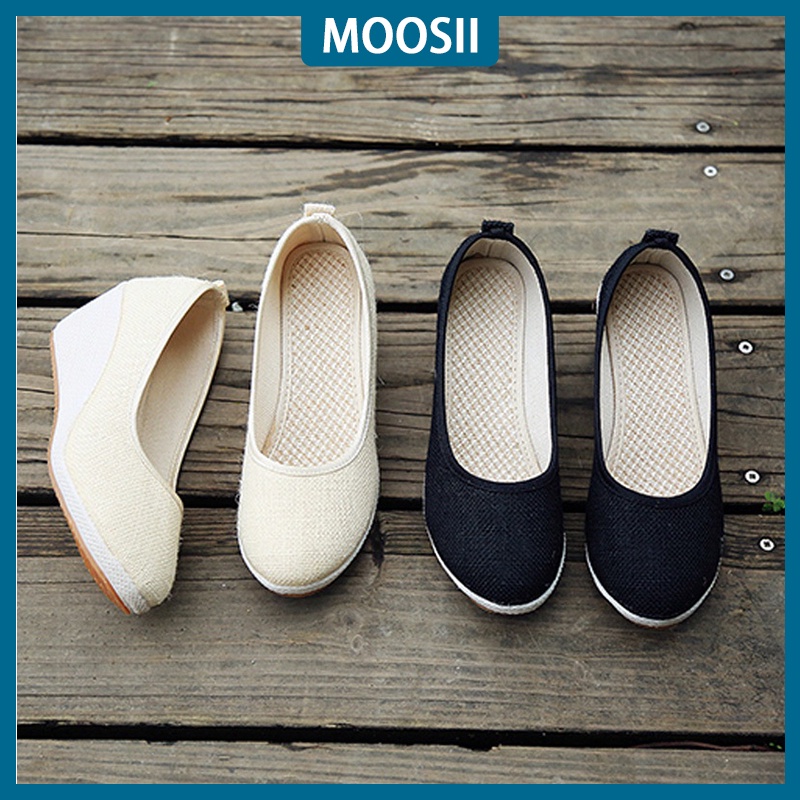 Giày Búp Bê Vải Lanh Thêu Họa Tiết Xinh Xắn Có 2 Màu Size 34-40 MS0827 Dành Cho Nữ