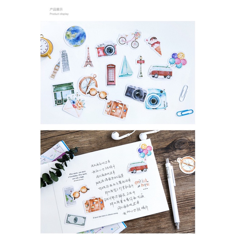 Sticker chủ đề Du Lịch - Hộp 46 miếng dán trang trí sổ tay Bullet Journal - M132