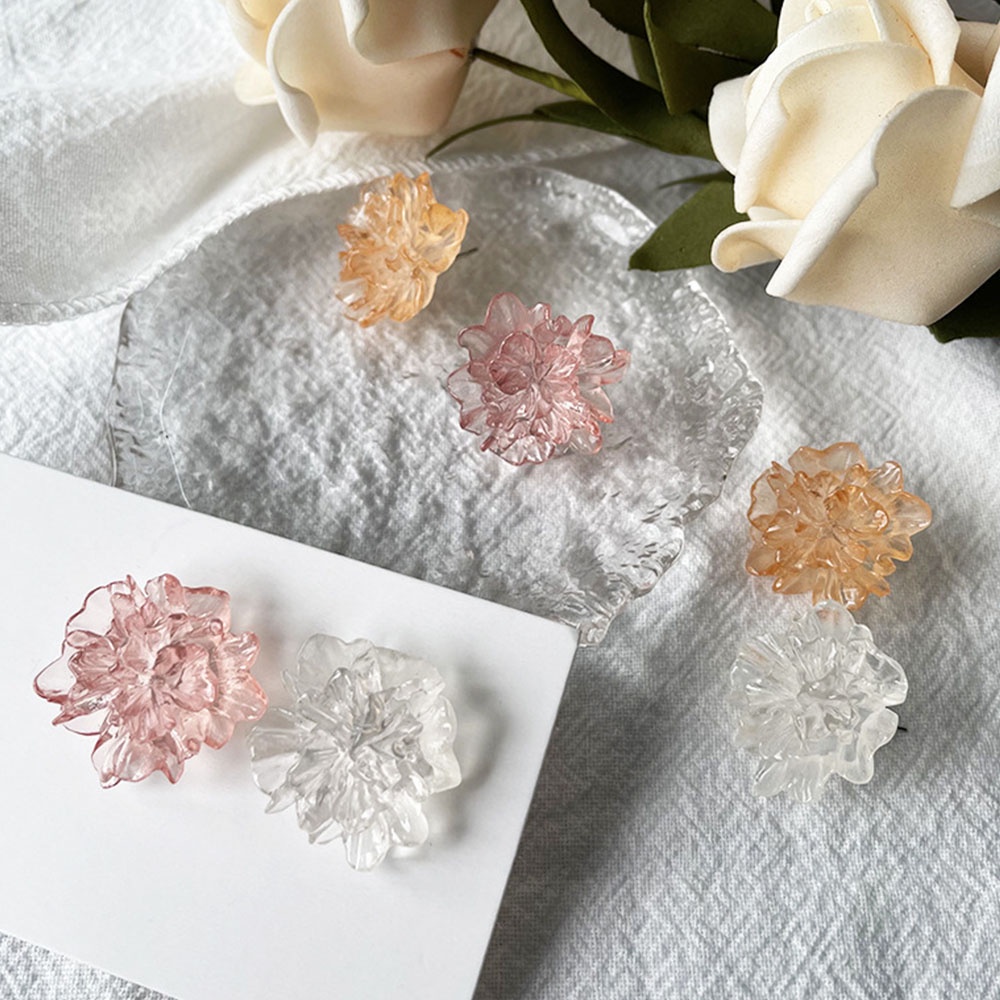Khuyên Kẹp Vành Tai Không Xỏ Lỗ Bằng Nhựa Resin Màu Sắc Ngọt Ngào Thời Trang Cho Nữ