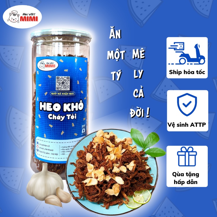 Heo khô cháy tỏi Mimi | Đồ ăn vặt Hà Nội | 300gr