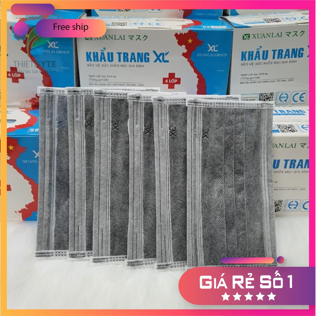1 Hộp 50 Chiếc Khẩu trang kháng khuẩn Xuân Lai 4 lớp Lọc Bụi, Kháng Khuẩn